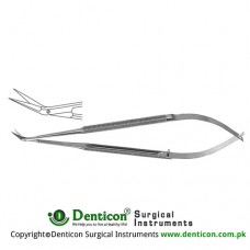 Micro Vascular Scissors Round Handle - Fine Blades - Angled 25° Stainless Steel, 16.5 cm - 6 1/2"